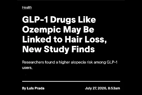 News headline: GLP-1 drugs like Ozempic may be linked to hair loss, new study finds