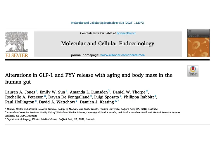 Journal study: alterations in GLP-1 and PYY release with aging and body mass in the human gut