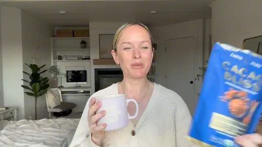 Leah K. holding a bag of Cacao Bliss