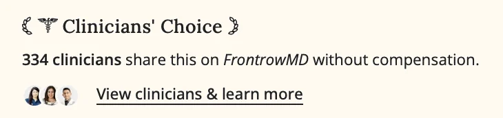 Clinicians' Choice, 334 clinicians share this on FrontrowMD