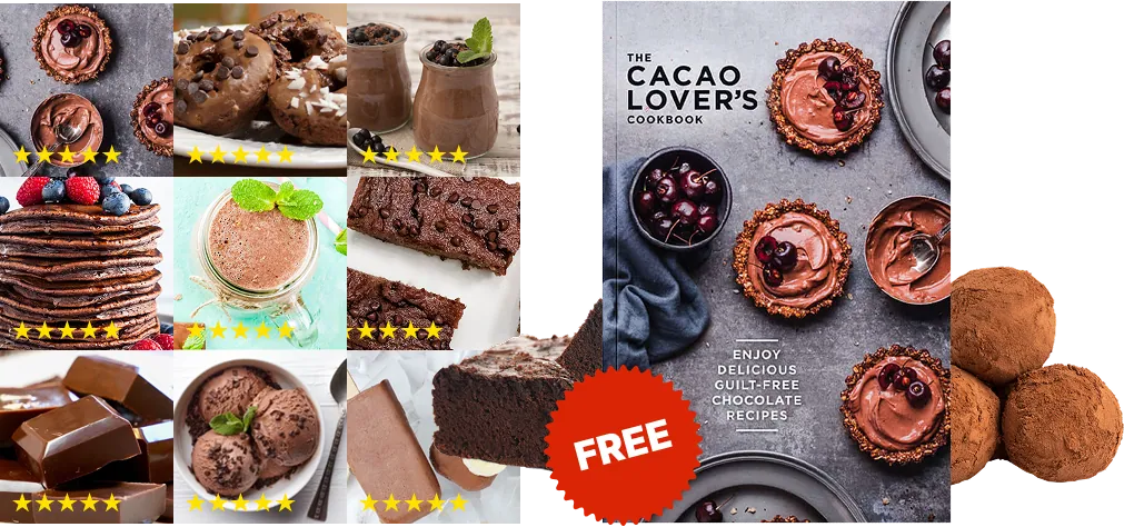The Cacao Lover's Cookbook with recipe photos